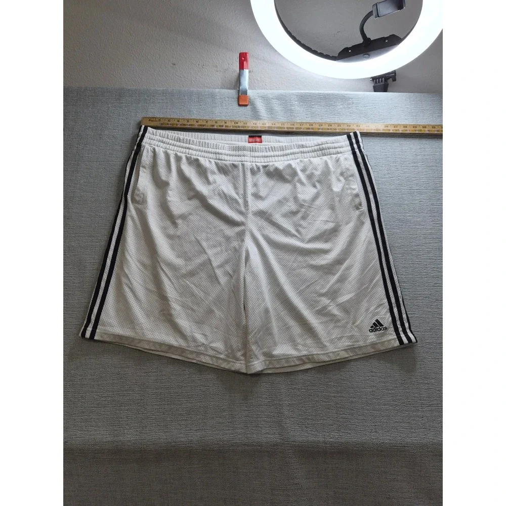 Vintage Adidas Mesh Basketball Shorts Mens White Black 3 Stripes Logo Running